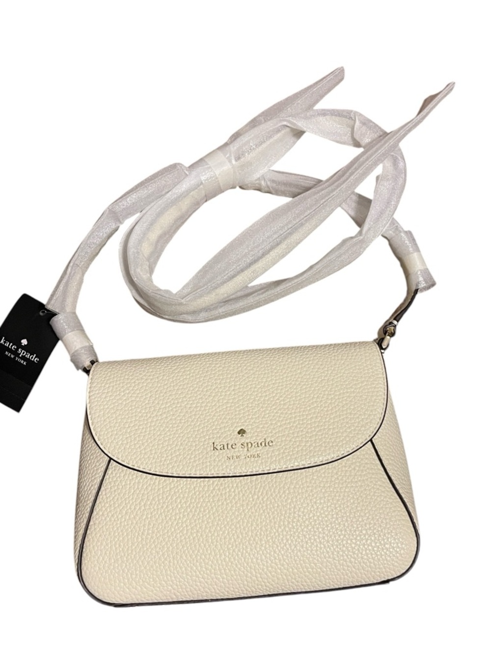 Kate Spade Meringue Monica Mini Flap Crossbody pebbled Leather Bag brand new